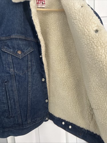 Vintage Levi’s Sherpa Lined Denim Trucker Jacket 42R USA San Francisco 70s - Bild 6 von 8