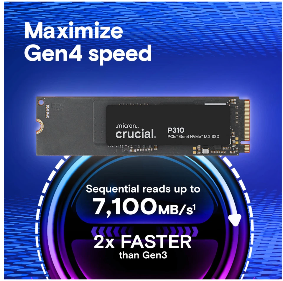 Crucial P310 500GB SSD M.2 2280 NVMe PCIe Gen4 Internal Gaming SSD