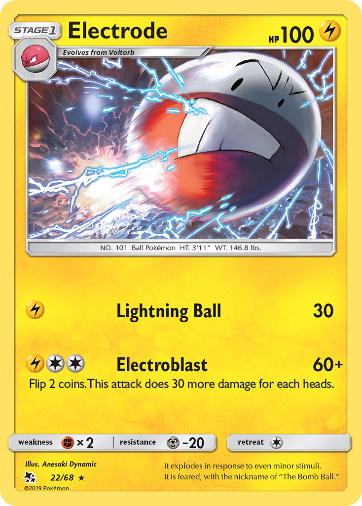 Electrode 22/68 Rare Hidden Fates Pokemon Near Mint