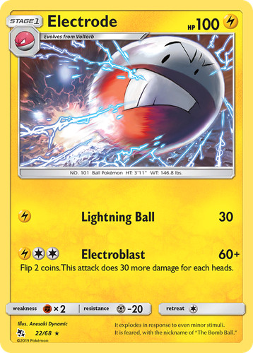 Electrode 22/68 Rare Hidden Fates Pokemon Near Mint