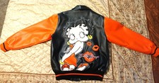VINTAGE. BETTY BOOP FAUX LEATHER, BOMBER JACKET. SIZE MEDIUM. USA SELLER.
