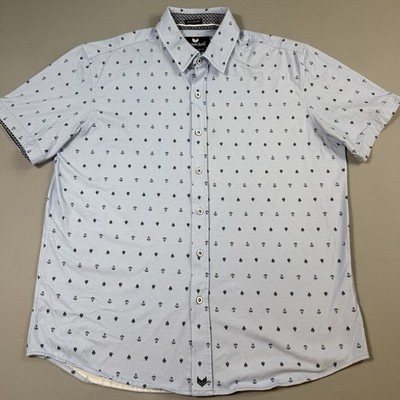 Buttercloth Icy Cotton Regular Fit Polo Shirt Mens XL Blue AOP Nautical Stretch