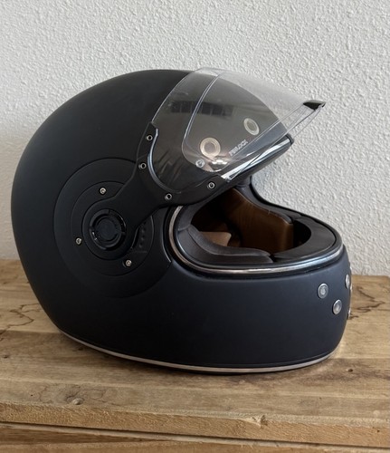 Daytona Retro DOT Approved Dull Black Full Face Motorcycle Helmet Scooter Moped - Picture 2 of 13