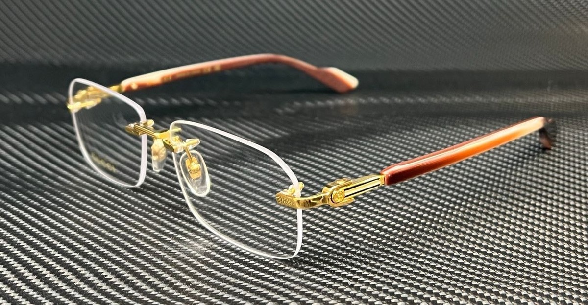 Buy GUCCI GG1221O 002 Gold Brown Men's 56 mm L Size Eyeglasses