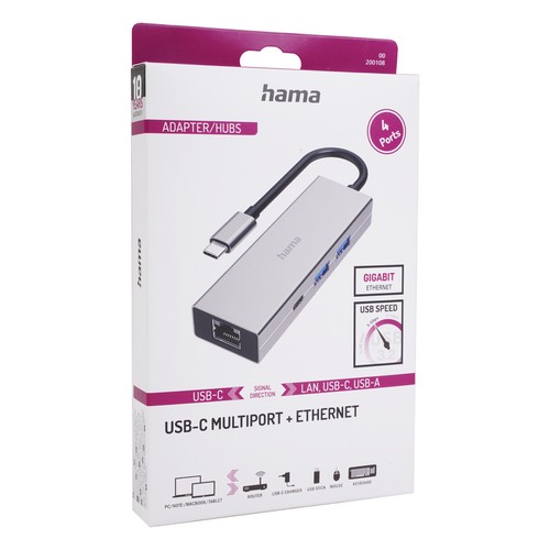 Hama USB-C USB-Hub Typ C 3.2 Verteiler USB Ethernet-Adapter für Thunderbolt 3 4 - Bild 10 von 12