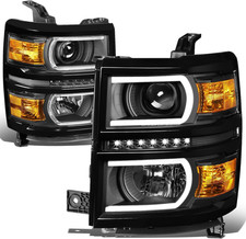 HL-LB-CS15-BK-AM Pair LED DRL U Tube Bar Projector Headlights Compatible with 1