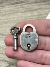 Vintage Small Miniature Padlock Lock With Key
