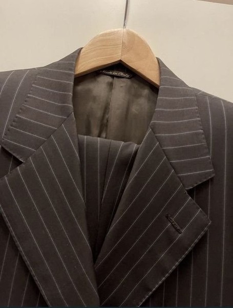 Men Canali Suit Black Wool 46