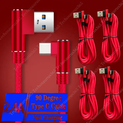 90 Degree Right Angle USB-C to A Cable Charger Type C Cord For Samsung Galaxy