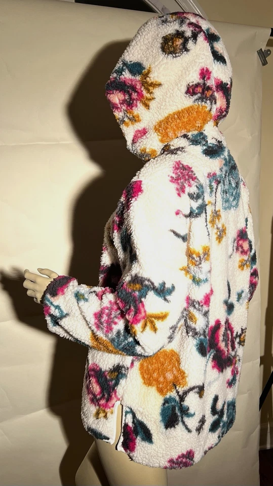Sudadera con Capucha Anthropologie Saturday Sunday W Talla S Sherpa Floral Media Cremallera, Bolsillos 2015 Foto 4 de 4