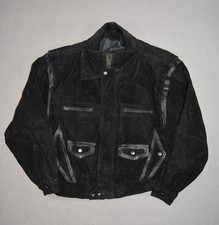 Vintage Byrnes  Baker Jacket Womens Medium Black Suede Leather Bomber Biker Zip