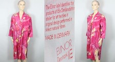 RARE Find Vtg ELINOR Denmark ELIN STEFANSDOTTIR Art Painted Pink Silk Robe M/L