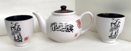 Tea SOUL RU WARE PORC. TEAPOT & 2 CUPS SET GREEN, Porcelain, 33.5x19