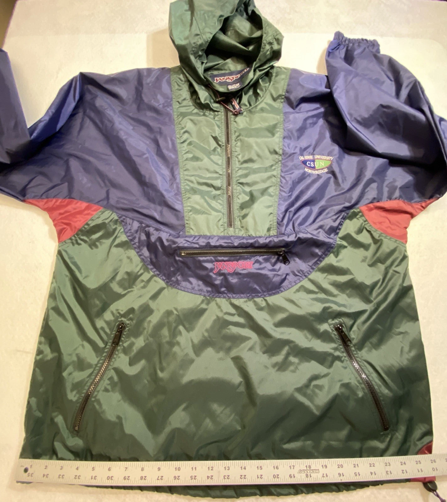 Jansport Cal State Northridge Windbreaker Mens XL Color block Vintage 90s Zip - product detail image 3