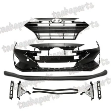 Front Bumper Cover Not Fold W/Grill Lamp Set For 2019 2020 Hyundai Elantra Sedan