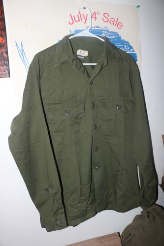 VG++ to Exc cond USGI OG-507 fatigue shirt post Vietnam sz 16.5 x 36 BIG SIZE!