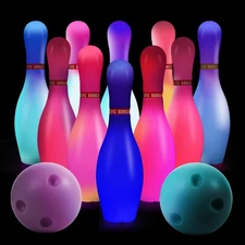 Light Up Bowling Set, Glow in The Dark Bowling Pins for Outdoor and Indoor Ga...