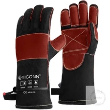 16 Inch Welding Gloves 1000°F Heat-Resistant Fireproof Leather Gloves for Welder