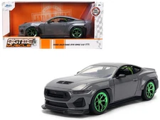 2024 Ford Mustang RTR Gray with Green Wheels "Bigtime Muscle" Series 1/24 Diecas