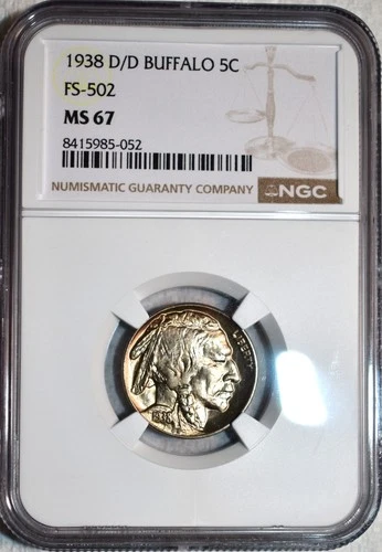 NGC MS-67 1938-D/D FS-502 Buffalo Nickel, Radiant, Superb Gem, Popular RPD!