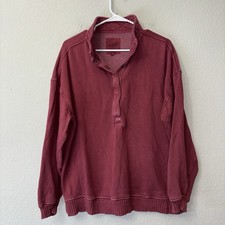 Aerie Oh Snap Deep Cherry Red Washed Pullover Sweatshirt Women  s Size Small S