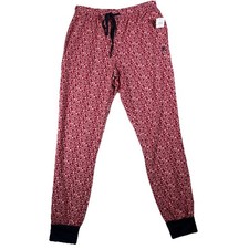 Tommy Hilfiger Women's Small Printed Jogger Pants Floral Hearts Garnet