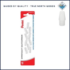 10 Count Pencil Cap Erasers in White, Ideal for Smooth Writing and Drawing