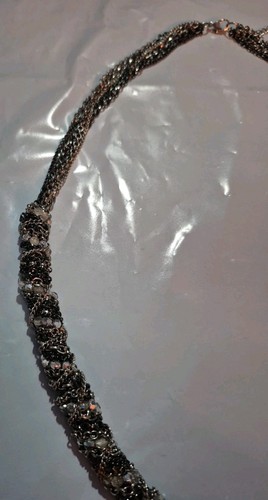 Charlotte Russe Women's Pewter Black Silver Tone Twisted Chain Necklace - Picture 3 of 13