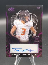 Taulia Tagovailoa 2024 Leaf Trinity Purple Black Acetate Rookie Auto 1/1   1E