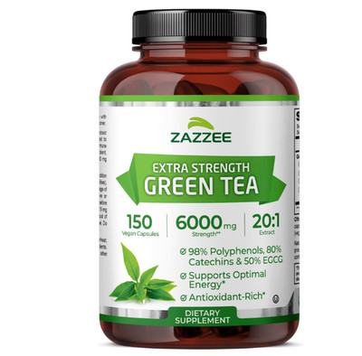 Green Tea 20:1 Extract, 6000 mg Strength, 150 Vegan Capsules, Kosher
