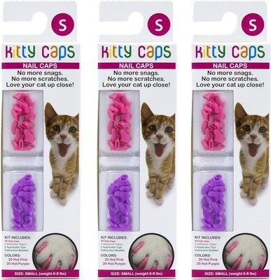 3 Pack Kitty Caps Nail Caps for Cats | Hot Purple & Hot Pink, 40 Count, Small