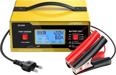 AUTOUTLET Ladegerät Auto-Batterie, 6/8/12/14/24V Smart vollautomatische KFZ Gelb
