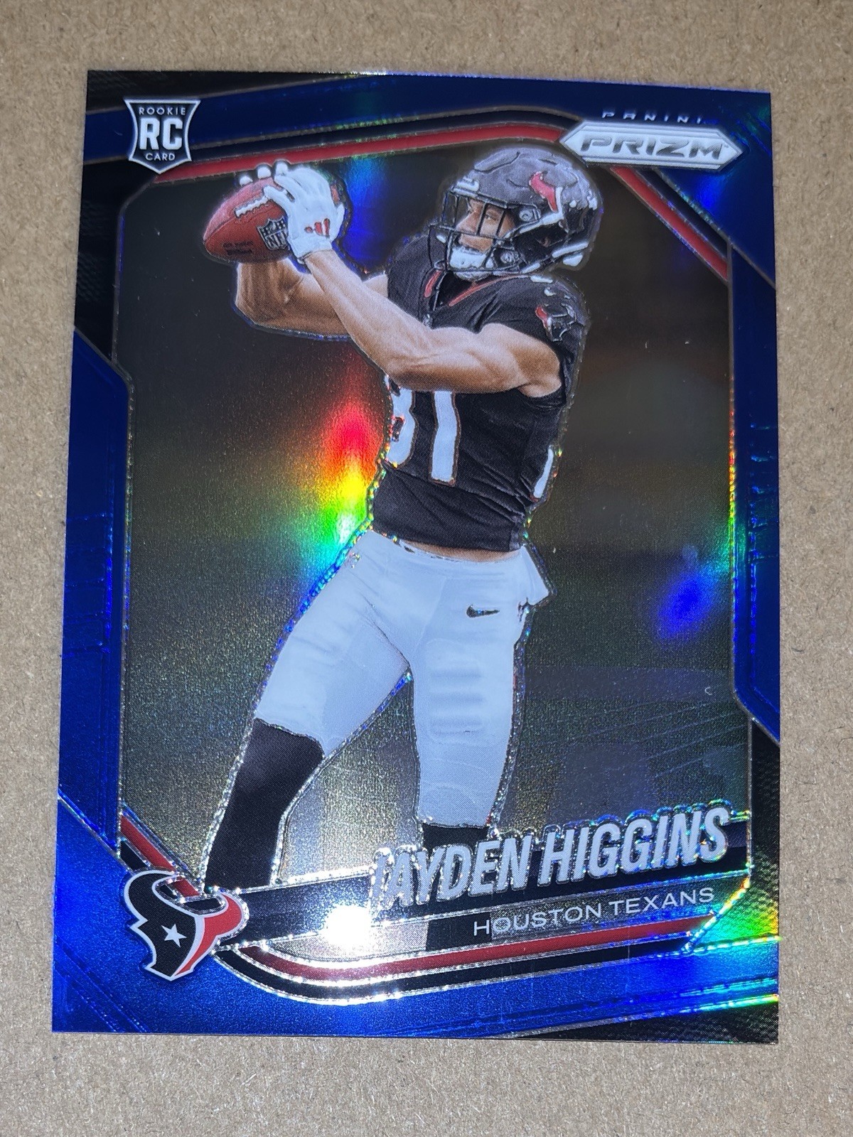 2025 PRIZM Football JAYDEN HIGGINS RC Rookie True Blue Prizm Retail SSP Card 376