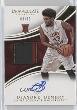 2016 Panini Immaculate Collegiate Signature 65/99 DeAndre' Bembry Patch Auto 5h9