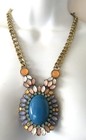 Joan Rivers Gold Tone Navette Rhinestones Cabochon Pendant Chain Necklace — photo 1
