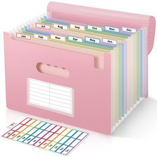 13 Pocket Expanding File Folder Accordion Organizer A4 Letter Monthly Labels Pin