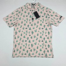 Bad Birdie Core Polo Golf Shirt Thorn in Your Side Cactus Print Mens Large NEW