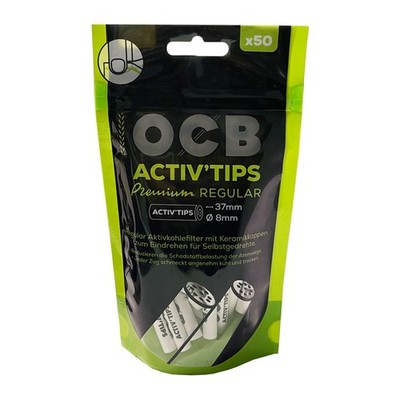 OCB Activ'Tips Premium Regular Aktivkohlefilter Ø 8mm, 50 Stk.