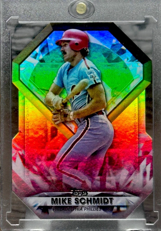 Mike Schmidt RARO REFRACTOR DE LÁMINA TROQUELADA TARJETA DE INVERSIÓN PHILLIES COMO NUEVO Foto 2 de 4