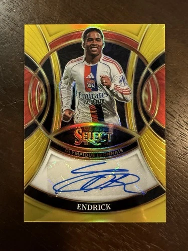 25-26 Panini Select Ligue 1 Endrick Olympique Lyonnais Signatures Auto Gold 2/5
