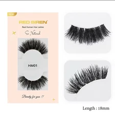 Set of Five pairs of natural-looking 100% human hair false black eyelashes #HM01