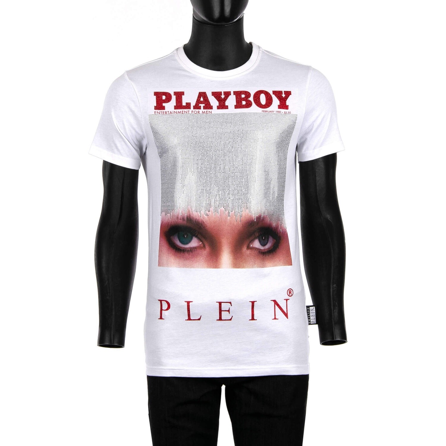 Футболка PHILIPP PLEIN x PLAYBOY Iconic Eyes с принтом кристаллов и логотипом белая XL 08458 58990₽