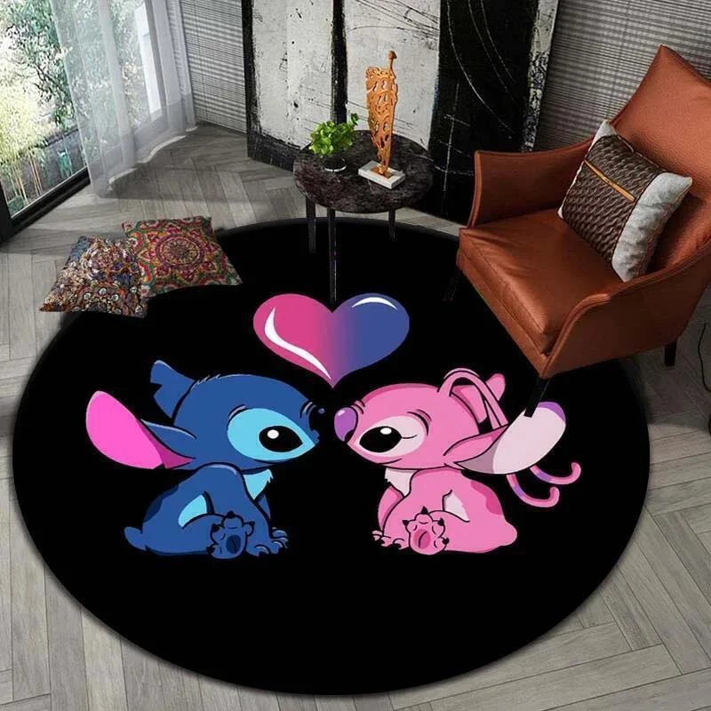 3D Kinder Lilo Stitch Runde Boden matte Jungen Mädchen Schlafzimmer Teppichs - Bild 2 von 4