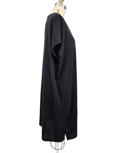 NWOT Eileen Fisher Extra Fine Merino Wool Dress Womens M Black Shift Crewneck - Picture 3 of 7