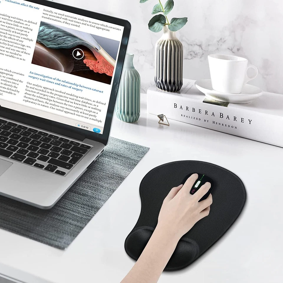 PC Mouse pad Ergonomic Comfortable Mat With Wrist Rest Support Black Non Slip - Image 4 of 4