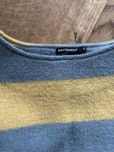 Marimekko Women's XS GRAY YELLOW Striped Knit Wool Dress - 第 3/8 張圖片