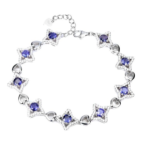 Silver Bracelet Iolite Genuine Natural Gems Solid Sterling 6 3/4 to 8 3/4 Inch - Picture 7 of 24