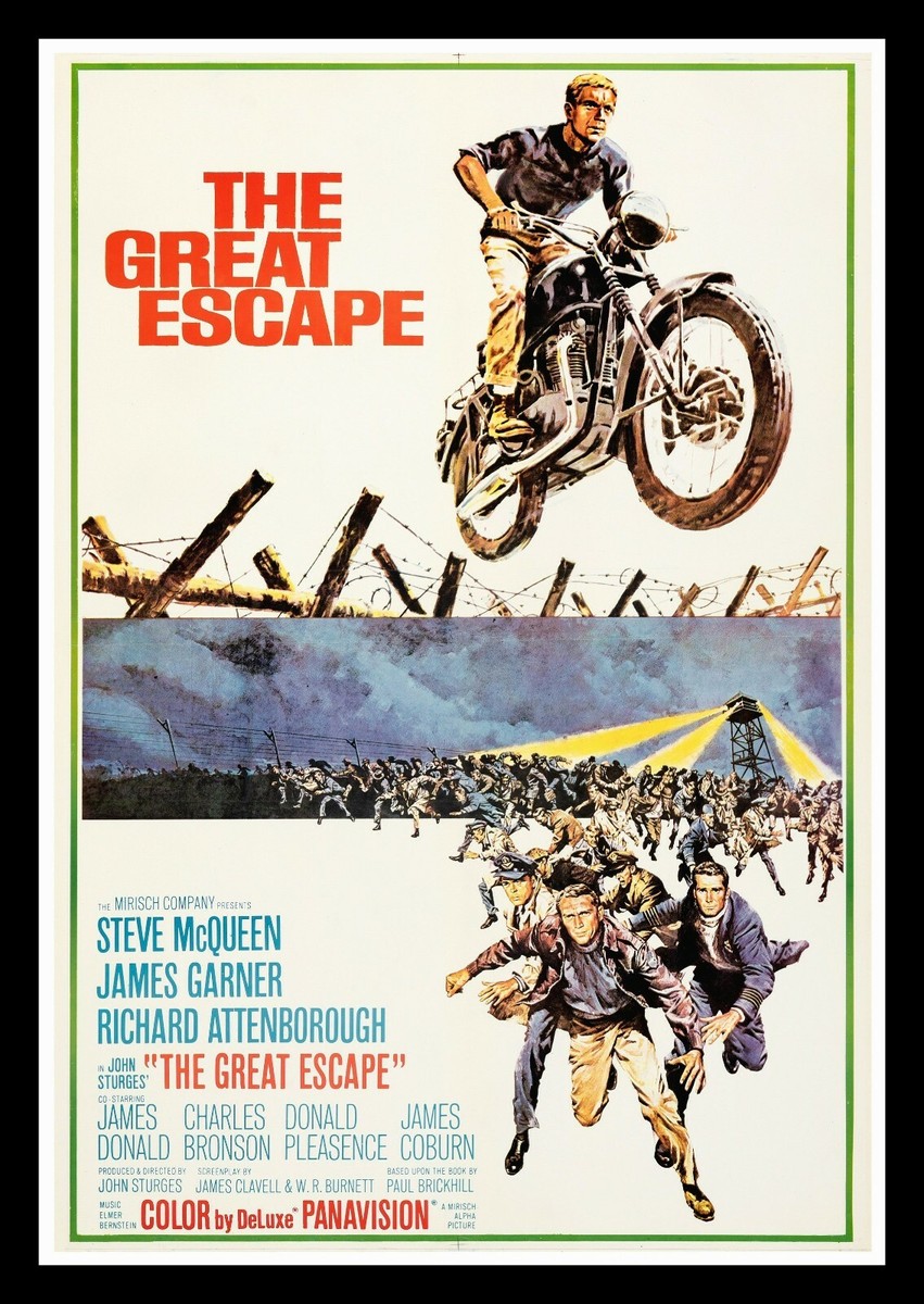 THE GREAT ESCAPE 1963 ✯ CineMasterpieces STEVE MCQUEEN MOTORCYCLE