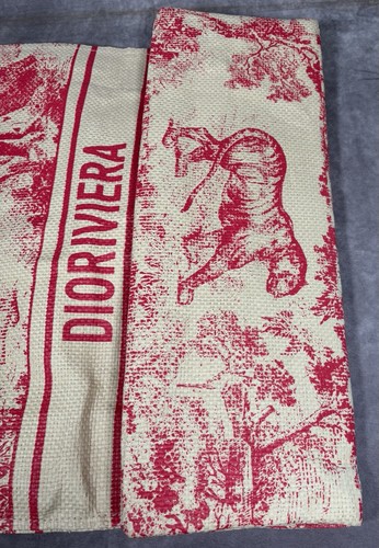 CHRISTIAN DIOR Tote Bag Diorviera Straw Tote Red Beige - Picture 3 of 5