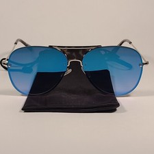 Vince Camuto VC831 SLV Rimless Aviator Sunglasses Silver Blue Mirror Authentic
